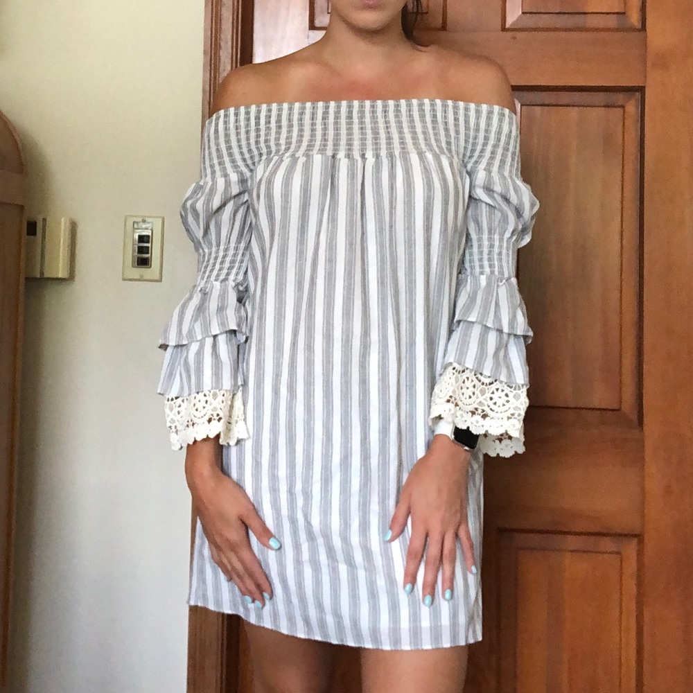 VA VA Striped Peasant Dress NWT